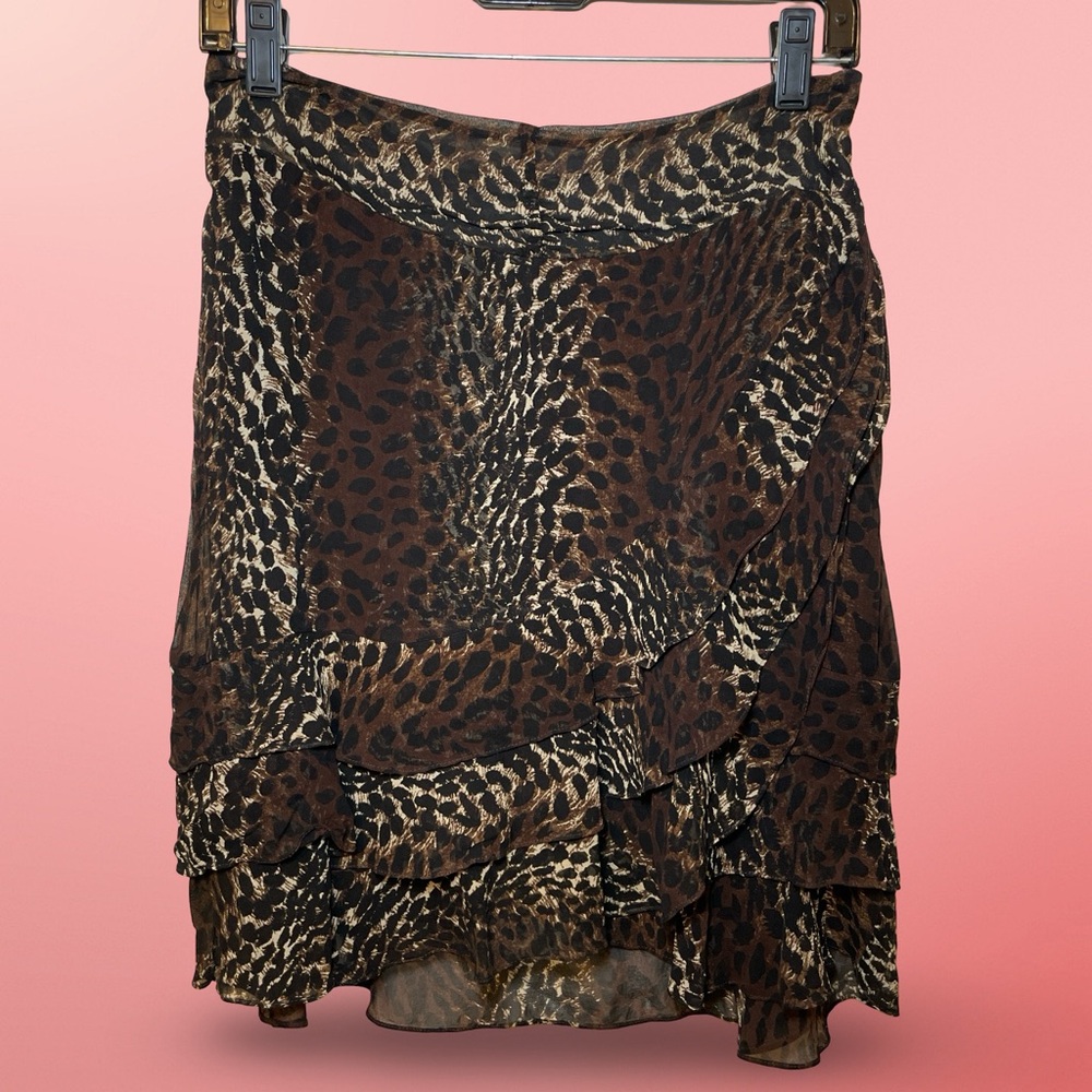 Express Brown and Black Animal Print Mini Skirt